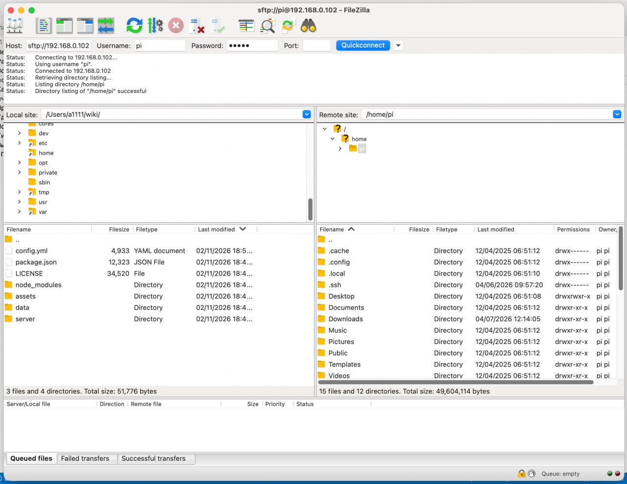FilezillaConnect2Raspberry